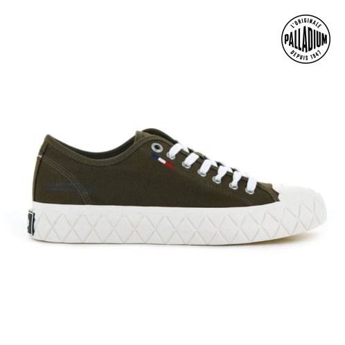 Baskets Palladium Palla Ace Tela Low Tops Femme Vert Olive | FR KAF748E